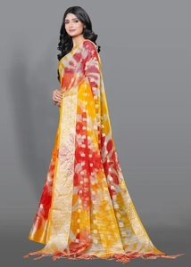 KV Printed Bandhani Organza <b>Saree</b> (<b>Red</b>) - Product Image 2