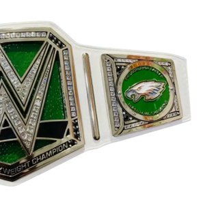 Ceinture de champion du monde de la WWE, design vert et argenté avec logo des Philadelphia Eagles, qualité supérieure - Product Image 5