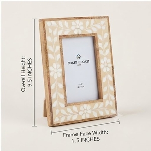 Cadre photo moderne en bois écologique léger 4x6 pouces rectangulaire fait main pour table, affichage vertical, impression couleur intégrale - Product Image 1