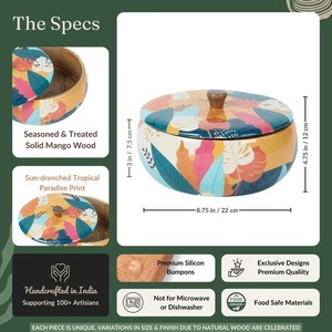 Cazuelas de Madera Hechas a Mano con Revestimiento de Esmalte |   Contenedor Rústico para Guardar Roti, Duradero y Pulido, 20 cm - Product Image 6