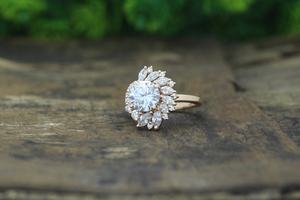 14K oro corte laboratorio crecido diamante Marquesa racimo anillo de compromiso diseño único joyería fina para fiesta boda aniversario regalo - Product Image 2