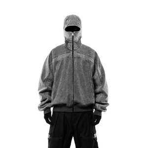 Venta al por mayor personalizada de los hombres 100% de algodón de lana Sudadera con capucha de gran tamaño hombro caído pulóver bordado Puff sólido invierno - Product Image 1