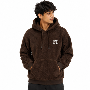 Vente en gros de sweats à capuche pour hommes en polaire sherpa doux, avec logo personnalisé brodé, coupe oversize, chauds pour l'hiver, style streetwear décontracté, USA - Product Image 1