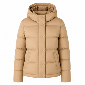 Manteau d'hiver pour femme sur mesure OEM ODM, col à capuche personnalisé, séchage rapide, écologique, en PU, style doudoune - Product Image 2