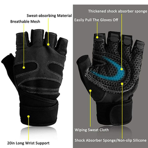 <b>Half</b> Finger Gym Gloves Breathable Lightweight Vinyl Adjustable Wrist Strap Non <b>Slip</b> Fitness Weight Lifting Training Unisex - Product Image 4