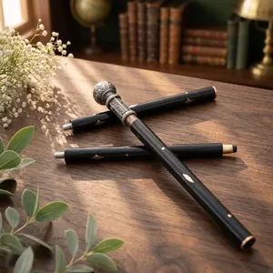 Canne de marche en bois de luxe avec poignée florale en métal, élégante canne de gentleman, canne décorative artisanale vintage - Product Image 5