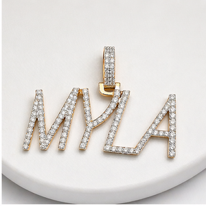 Hip Hop Custom Bling Iced Block <b>Initial</b> Letter Name <b>Pendant</b> 925 <b>Silver</b> Rhodium Plated Lab Grown Diamond Necklace Fine Charm Gift - Product Image 5