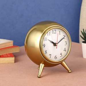 Premium Aluminum <b>Table</b> <b>Clock</b> | Modern Gold Desk <b>Clock</b> Silent Sweep | Quartz Decorative Home Office Bedroom Stylish Gift Roundtop - Product Image 4