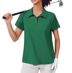 Polo ajusté pour femme de haute qualité, 100 % coton, col en V, à bon prix, avec logo imprimé superposé - Product Image 4