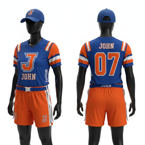 Uniforme de flag football pour femmes en polyester et élasthanne premium 180 GSM, noir, or, blanc, avec logo thermocollé sur les épaules. - Product Image 5