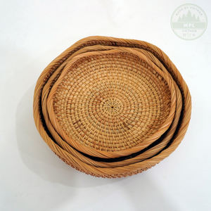 Cesta de Picnic ecológica de lujo moderna tejida a mano bandeja de almacenamiento de mimbre de madera de bambú de Vietnam tamaño personalizado calidad multifunción - Product Image 1