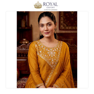 ผลิตในอินเดีย ชุดคุर्ติผ้าไหมวิชิตร้าแบบดั้งเดิมสไตล์คลาสสิกขายดี พร้อมงานปักและดีไซน์ทรงบาน - Product Image 2