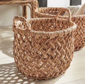 Ensemble de paniers de rangement en rotin naturel tressé à la main avec poignées, paniers tissés bohèmes pour la décoration de la maison, le linge, le rangement des plantes et des jouets - Product Image 2
