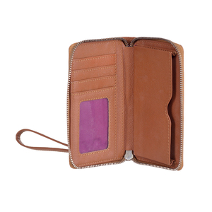 Card Zipper <b>Wallet</b> RFID Protected Travel Wristlet Leather Tassels Vintage Women's Clutch <b>Long</b> Ladies Purses Metal logo Designer - Product Image 2
