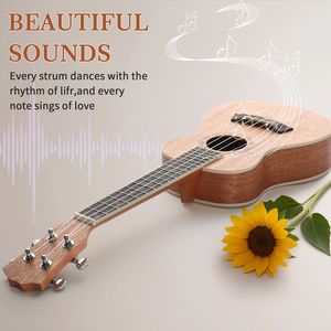 Ukulele da 23 pollici con corpo in mogano e tastiera in palissandro, include borsa in cotone, plettri (3) e chiave inglese - Accessori per strumenti musicali - Product Image 4