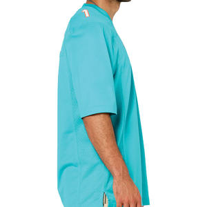 Lightweight Mesh American Football Jersey Teal V Neck Number Print Athletic Practice <b>Top</b> Oversized Light Blue T-Shirt Sportswear - Product Image 4