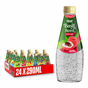 Boisson aux graines de litchi et de basilic sans sucre, infusion de graines de chia, 290 ml, OEM ODM, marque privée - Fabricant de boissons au Vietnam - Product Image 1
