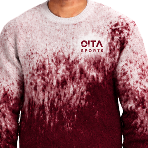 Burgundy and White Gradient <b>Men</b> <b>Sweater</b> <b>Crew</b> <b>Neck</b> Long Sleeve Knitted Pullover Custom Casual Streetwear Winter Fashion Wholesale - Product Image 6