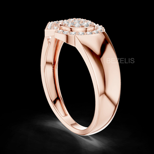 Bague Art Déco 01ctw avec grappe de diamants de laboratoire, en platine, design architectural, spectaculaire - Product Image 3