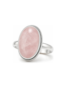 Rose Quartz 925 Sterling <b>Silver</b> Bezel <b>Set</b> Statement <b>Ring</b> High Polish Wholesale Jewelry - Product Image 1
