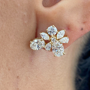 Magnifiques boucles d'oreilles en diamants de laboratoire IGI, bijoux en or 10k, 14k, 18k pour occasions spéciales, or jaune, rose, blanc massif, diamants certifiés. - Product Image 1