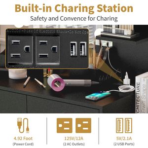 Grande Tavolo da Trucco con 10 Luci LED e Stazione di Ricarica, Ideale per Uso come Toeletta - Product Image 3
