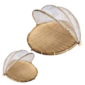 Panier de séchage alimentaire multifonctionnel en bambou écologique, tressé à la main, en forme de cercle coloré, idéal pour la vente en gros - Product Image 1