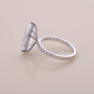 IGI Certified Pear Shape Lab Grown Diamond Hidden Halo Engagement-Weeding Ring with Pavé Band in <b>Solid</b> 925 Sterling <b>Silver</b> - Product Image 3