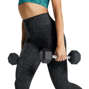 Leggings de yoga noirs unis à taille élastique, taille haute, grandes tailles, sans couture, pour la gym et le fitness, vente en gros, fabricant OEM ODM personnalisé - Product Image 5