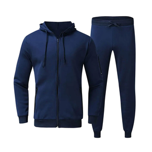 Sudadera con Capucha y Cremallera para Hombre, Color Azul Marino Sólido, con Logotipo Personalizado, Conjunto Deportivo Informal de Invierno, Transpirable, Felpa Francesa, 100% Algodón - Product Image 1