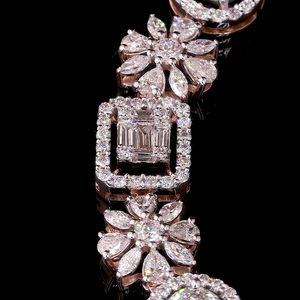 Luxury Halo Diamond Floral <b>Bracelet</b> Round Cut Lab Grown Diamonds 925 Sterling <b>Silver</b> 10K 14K 18K <b>Solid</b> Gold Fine Jewelry - Product Image 4
