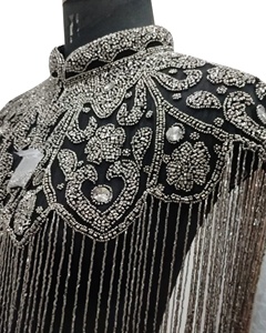 High Demand sexy antique silver heavy <b>beaded</b> cape plus size handmade handbeaded party sheer layer multiwearable outfit - Product Image 2