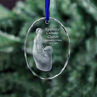 Großhandel 80mm Transparenter K9 Kristall Ovaler Anhänger - Blanko Ringform Weihnachtsbaum-Hängedekoration für DIY-Basteln, Lasergravur