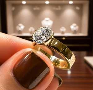 แหวนแต่งงานเพชรทรงกลม 1.01 กะรัต สำหรับผู้ชาย ทองคำแท้ 14K ของขวัญงานเลี้ยง แหวนเพชร CVD สำหรับเพื่อน - Product Image 5