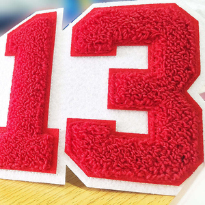 OEM High Quality Chenille Patches Custom Fabric <b>Iron</b>-<b>on</b> Laser Cut <b>Number</b> Letters Garments Sew-<b>On</b> Patches For Sale - Product Image 5