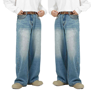 Jean large pour homme taille haute en coton délavé, pantalon décontracté respirant de poids moyen pour le printemps - Product Image 6