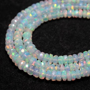 Perles Rondelles d'Opale Éthiopienne Authentique, Fil de 16 Pouces de Long, Opale Blanche Facettée Multicolore 3-5mm, Perles Libres pour Créateur de Bijoux - Product Image 2