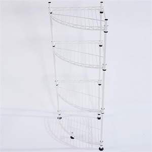 Étagère d'angle triangulaire en plastique blanc à 4 niveaux, 300*300*800, unité de rangement murale - Product Image 3
