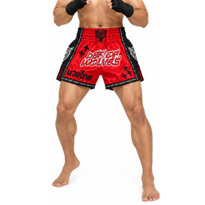 Shorts de Muay Thai rouges pour hommes, vêtements de combat de boxe, respirants, durables, légers, en polyester, logo imprimé sur le devant, shorts d'entraînement pour adultes - Product Image 5