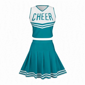 Ensemble d'uniformes de cheerleading personnalisés, haut court sans manches à col en V, jupe plissée, impression par sublimation, tenue de danse pour performance d'équipe - Product Image 1