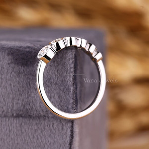 Bezel Set Diamond Wedding Band Round Brilliant Cut Lab Grown Diamond Eternity Tiny White Gold 14K <b>Stacking</b> <b>Ring</b> Women - Product Image 6