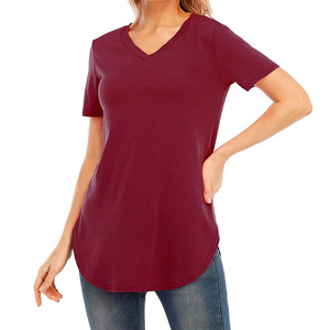 Camiseta informal de longitud regular para mujer, elegante y a la moda, estilo urbano, cómoda para el día a día - Product Image 1