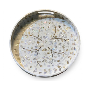 Fine Art Mother of Pearl Inlay Tray Handcrafted Decorative Platter for Sophisticated <b>Tabletop</b> <b>Storage</b> - Product Image 2