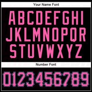 Camiseta de Béisbol Auténtica Personalizada con Rayas Blancas y Negras y Detalles en Rosa y Azul Claro, Sublimación Personalizada - Product Image 6