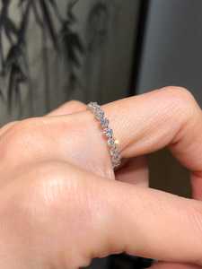 East West Moissanite Round Cut Full <b>Eternity</b> Band <b>Ring</b> For Unisex Original 925 <b>Silver</b> Fine Wedding Birthday Party Gift For Her - Product Image 2