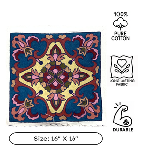 Funda de cojín ecológica de lana Aari de Cachemira, 16x16, hecha a mano, de algodón, decorativa, diseño sostenible premium. - Product Image 3