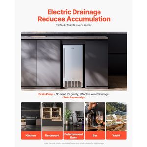 Máquina de Hielo en Cubitos Integrada de Acero Inoxidable, 66 Lbs/Día, con Puerta Reversible, Nueva - Product Image 6