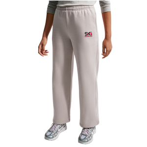 Pantalon de jogging décontracté gris clair pour femme, coupe large, taille élastique, en maille, style streetwear - Product Image 1