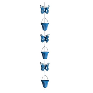 <b>Butterfly</b> textured metal rain chain during <b>light</b> showers, tiny droplets sparkle like beads of crystal in motion - Product Image 1