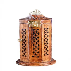 Quemador de Incienso Cuadrado de Madera de Sándalo con Puerta, Hecho a Mano, Ecológico, Duradero, Difusor de Aromaterapia Indio - Product Image 6